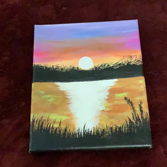 Painting | 10 inches long, 8 inches wide | Sunset painting on canvas - Picture 1 of 2